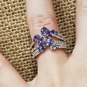 Blue tanzanite rhodium over sterling silver ring 1